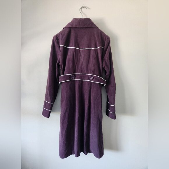 BARBARA BUI | Vintage trench coat purple white belted sz M - Picture 2 of 5